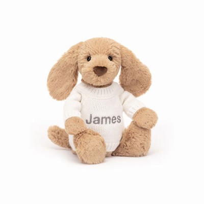 Jellycat Bashful Toffee Puppy with Cream Jumper Australia | 079514MVJ